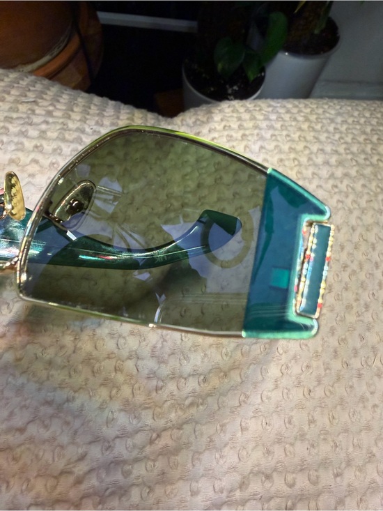 Karen Walker Green Mirrored Sunglasses with Olive Case